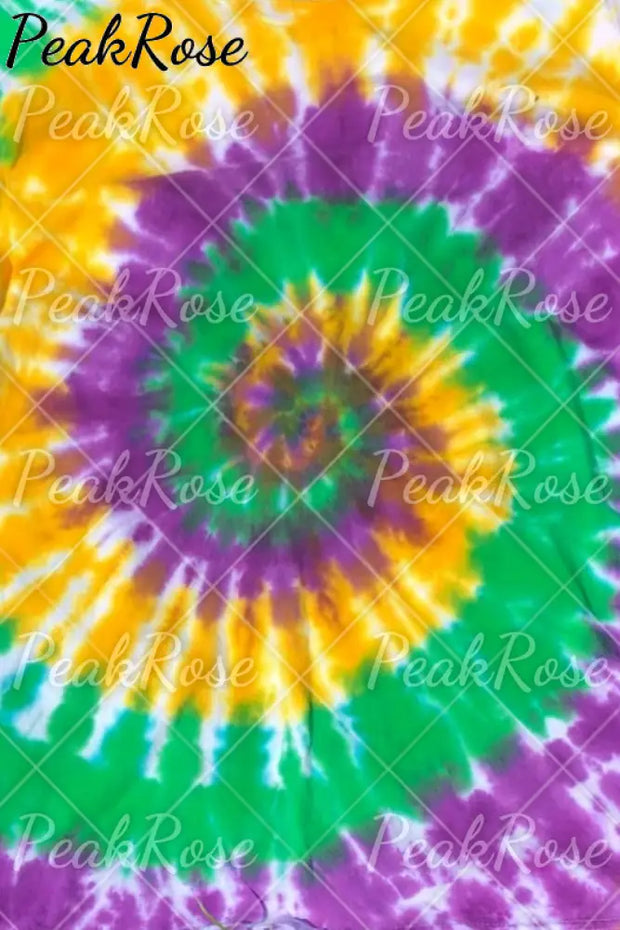 Mardi Gras Neon Green& Purple&Yellow Spiral Tie Dye T-Shirt T-Shirt