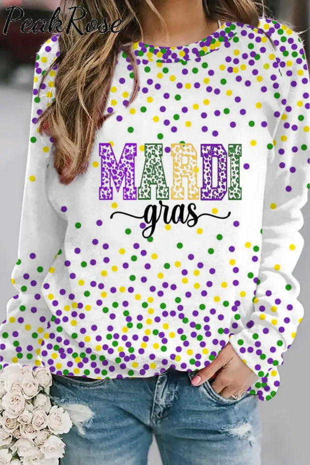 Mardi Gras Polka Colored Dots Sweatshirt