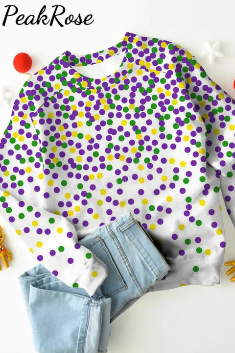 Mardi Gras Polka Colored Dots Sweatshirt