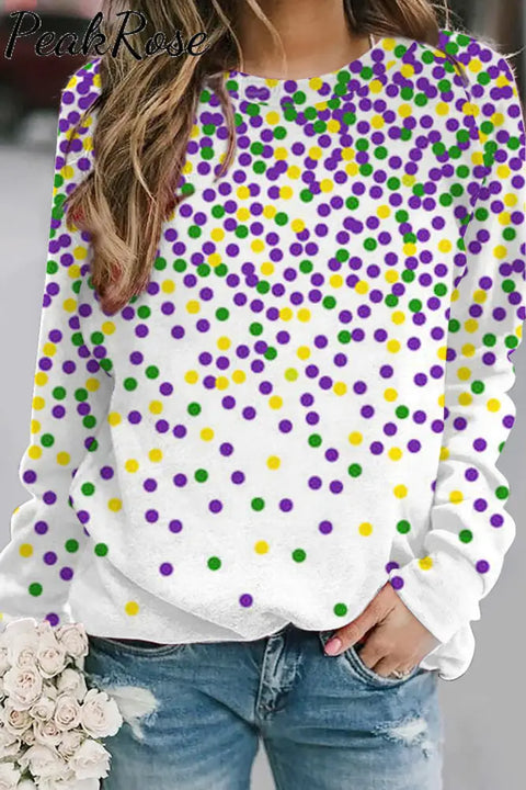 Mardi Gras Polka Colored Dots Sweatshirt S / Multicolor