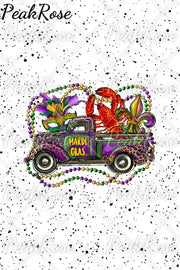 Mardi Gras Truck With Mask Fleur De Lis And Crawfish Western Leopard Print Off-Shoulder Blouse