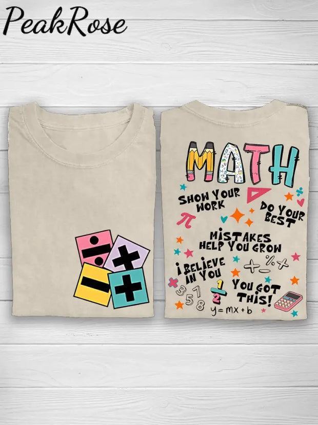 Math Teacher Casual Print T-Shirt Sand / S Hot Sell