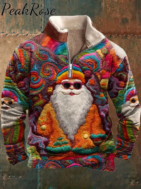 Men’s Vintage Santa Print Sweatshirt As Shown / S Christmas