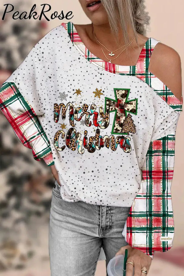 Merry Christmas Plaid Blouse