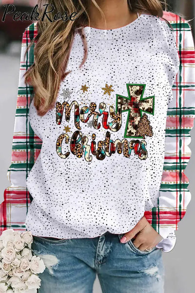 Merry Christmas Plaid Sweatshirt S / Photo Color