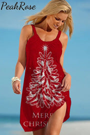 Merry Christmas Tree Sleeveless Dress S / Red