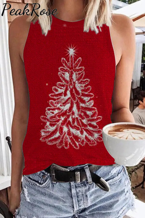 Merry Christmas Tree Tank Top S / Red