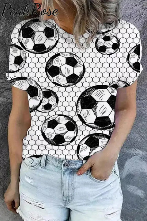 Mesh Soccer Floral Print T-Shirt