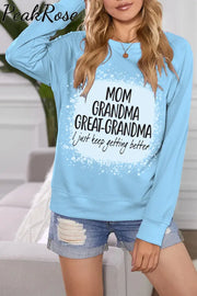 Mom Grandma Great-Grandma Bleached Print Sweatshirt Blue / S