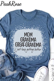 Mom Grandma Great-Grandma Bleached Print T-Shirt