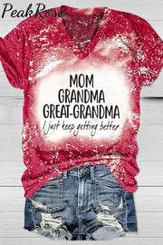 Mom Grandma Great-Grandma Bleached Print V-Neck T-Shirt T-Shirt