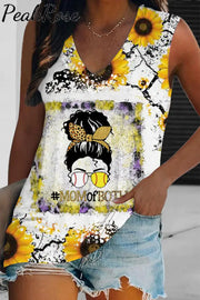 Mom Of Both Softball And Baseball Sunflower Tank Top