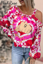 Mother’s Day Tie-Dye Heart New Era Female Power Off-Shoulder Blouse