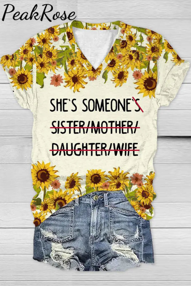 Mother’s Day You Are Yourself Sunflower Women Empowerment V Neck Short Sleeve T-Shirt