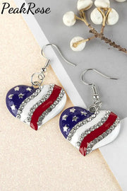 Multicolor Usa Flag Heart Earrings