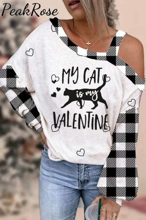 My Cat Is Valentine Off-Shoulder Blouse