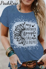 My favorite people call me Grandma Sunflower Bleached Print T-Shirt