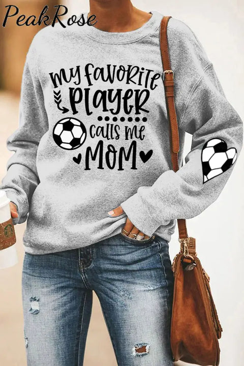 My Favorite Player Calls Me Mom Soccer Ball Plaid Print Sweatshirt