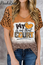 My Heart Is On That Court Bleached T-Shirt S / Orange T-Shirt