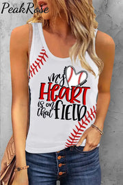 My Heart Is On That Field Baseball Printed Tank Top