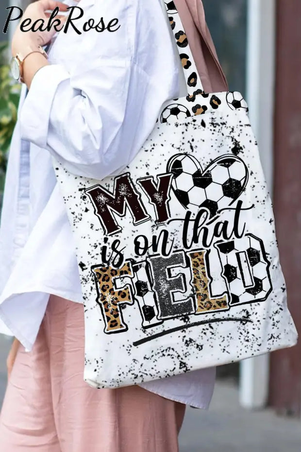 My Heart Is On That Field Print Tote Bag