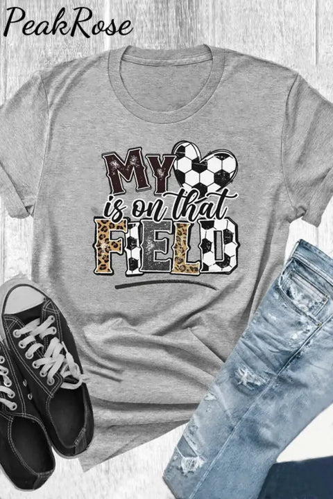 My Heart Is On That Field Soccer Ball Leopard Print T-Shirt T-Shirt