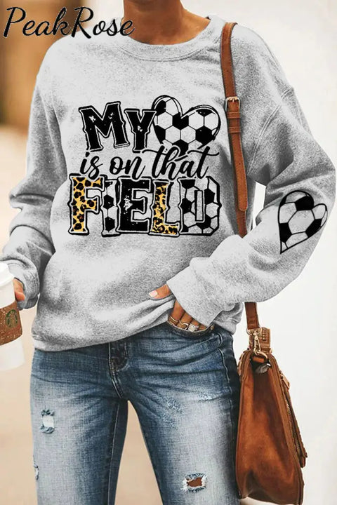 My Heart Is On That Field Soccer Ball Mom Leopard Print Sweatshirt1