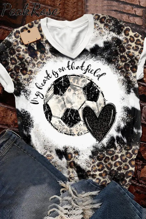 My Heart Is On That Field Soccer Leopard Print T-Shirt