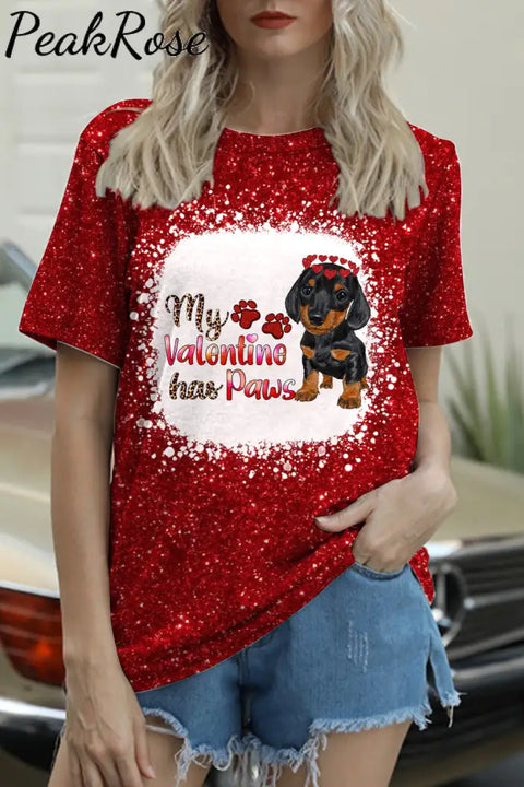 My Valentine Has Paws Print T-Shirt T-Shirt