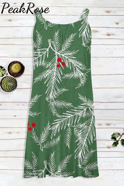 Needle Leaf Printing Sleeveless Dress