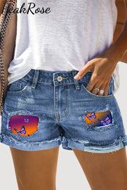 Nightfall And Butterflies Ripped Shorts