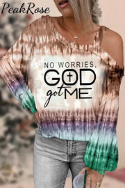 No Worries Got Me Christian Print Off-Shoulder Blouse