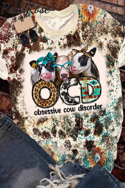 Ocd Obsessive Cow Disorder Western Leopard Print Tie-Dye V Neck T-Shirt T-Shirt