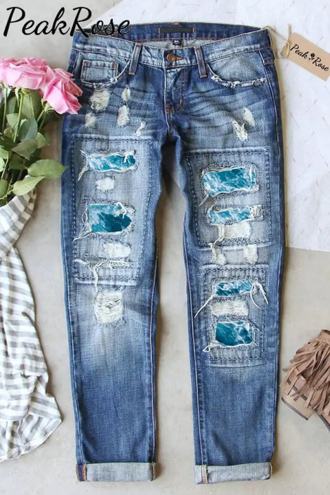 Ocean Printed Jeans