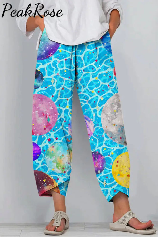 Ocean Wave Texture Universe Wonderful Galaxy Planet Travel Printed Casual Pants Casual Pant