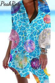 Ocean Wave Texture Universe Wonderful Galaxy Planet Travel Printed Patch Front Pockets Shirt S /