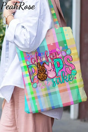 Oh For Peeps Sake Easter Day Bunnies Tote Bag Plaid / 30*40 Cm