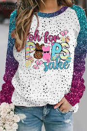 Oh For Peeps Sake Funny Easter Bunny Polka Print Sweatshirt