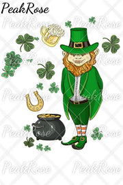 Original Illustration Cute Green Hat Villain Gold Coin Beer Clover Tunic