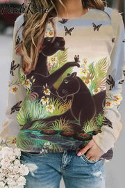 Panther Funny Butterfly Print Sweatshirt