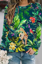 Panther In The Jungle Print Sweatshirt