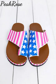 Patriotic American Flag Print Flip Flop Sandals Slippers