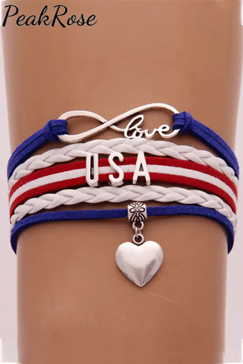 Patriotic American Letter Braided Bracelet Bracelets