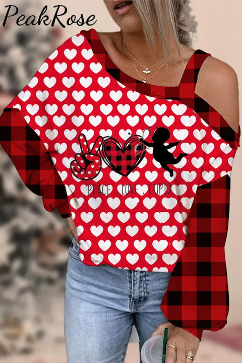 Peace Love Cupid Off-Shoulder Blouse