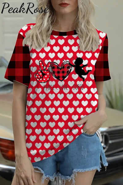 Peace Love Cupid T-Shirt S / Red