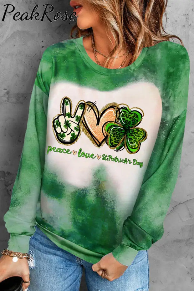 Peace Love St.patrick’s Day Long-Sleeved Sweatshirt