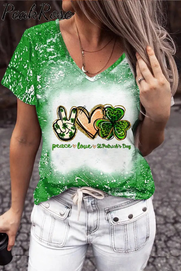 Peace Love St.patrick’s Day Short-Sleeved T-Shirt