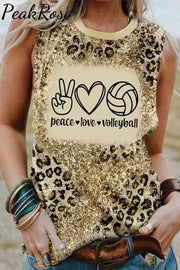 Peace Love Volleyball Tank Top S / Photo Color