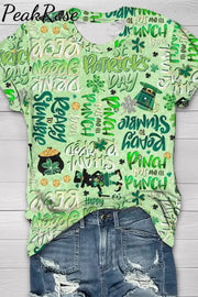 Pinch Me I’ll Punch You St.patrick’s Day Shamrocked Light Green T-Shirt T-Shirt