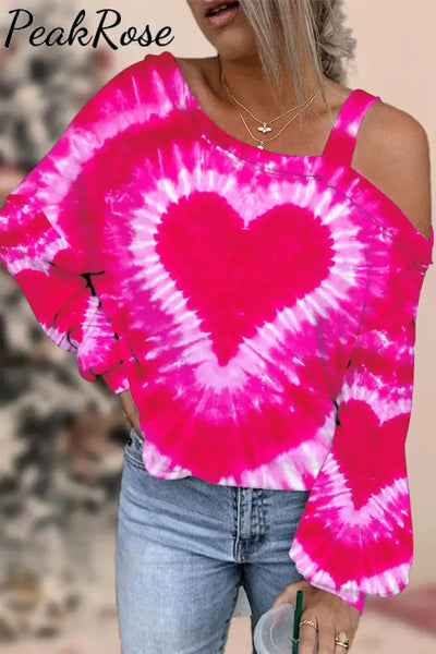 Pink And Red Tie-Dye Off-Shoulder Blouse